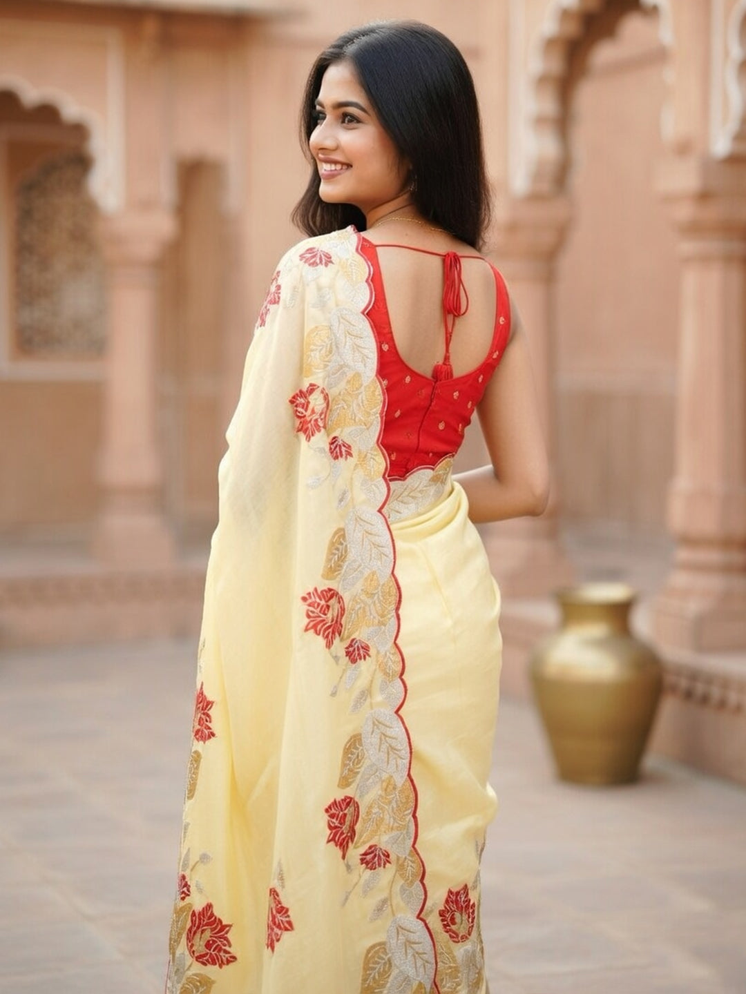 Urban Pallu Woven Design Poly Chiffon Traditional Saree