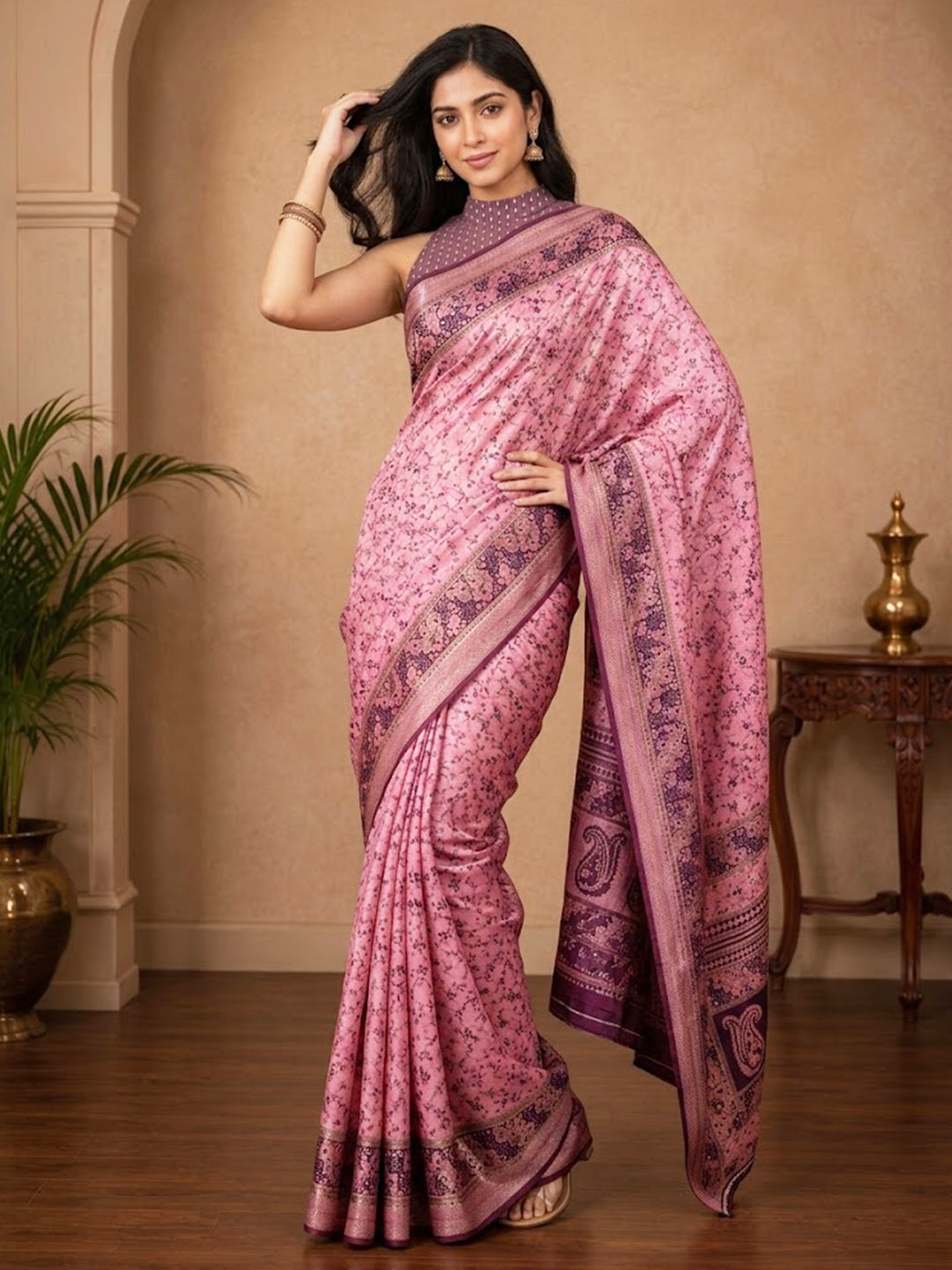 Urban Pallu Printed Silk Blend Festive Saree