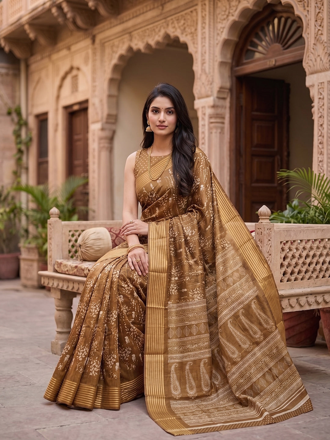 Urban Pallu Printed Silk Blend Festive Saree