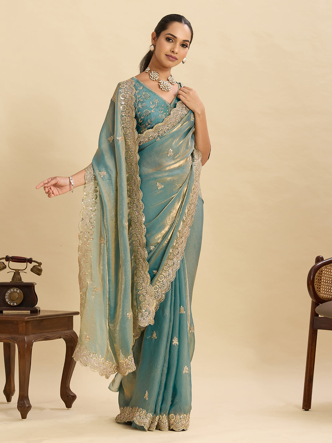 Urban Pallu Embellished Art Silk Festive Saree