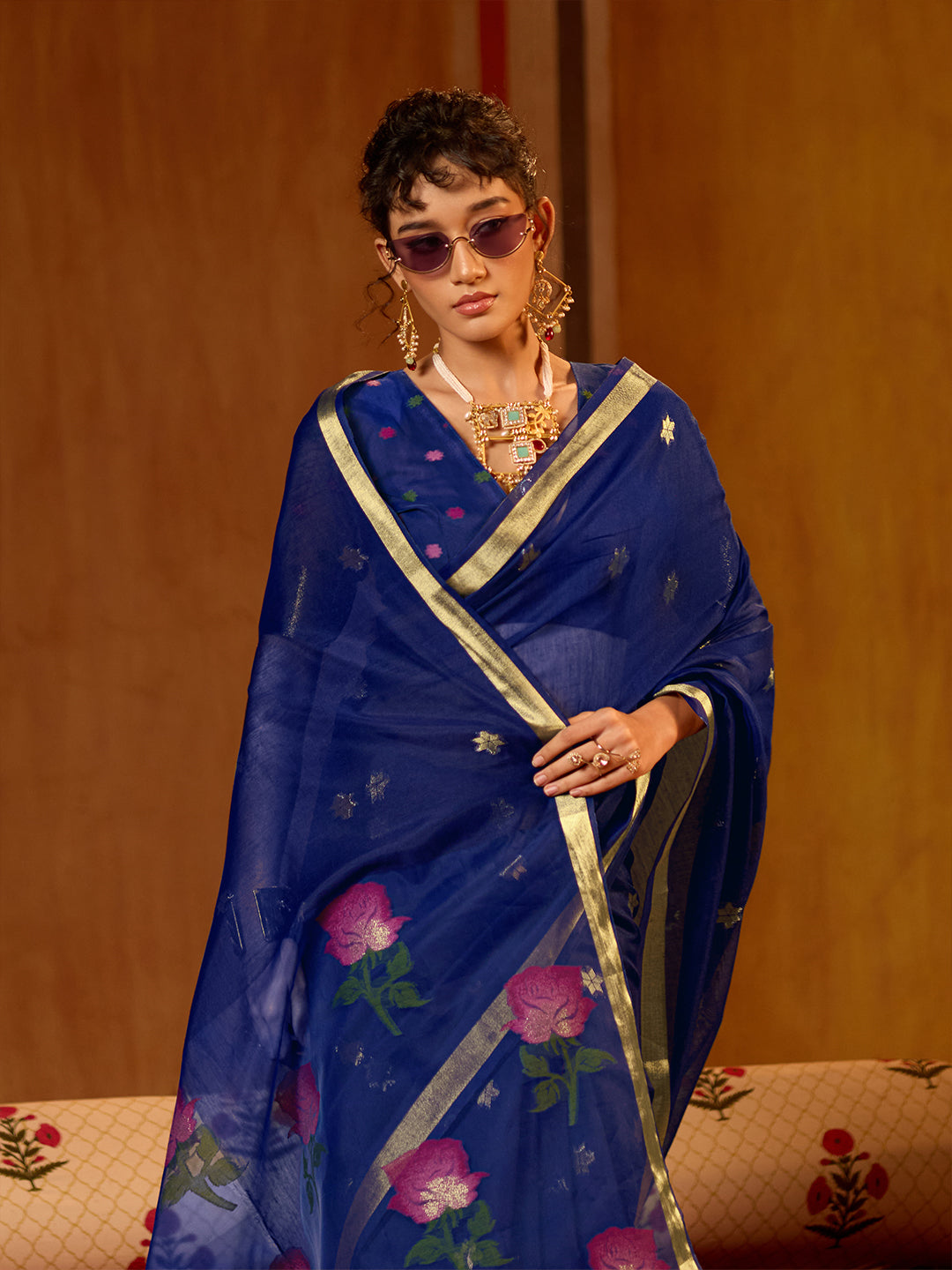 Urban Pallu Printed Satin Party Saree