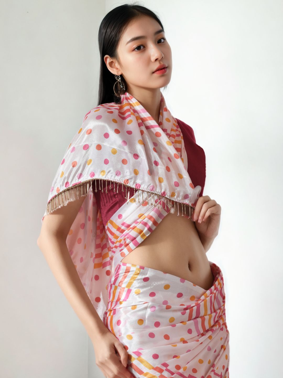 Urban Pallu Woven Design Silk Blend Fusion Saree
