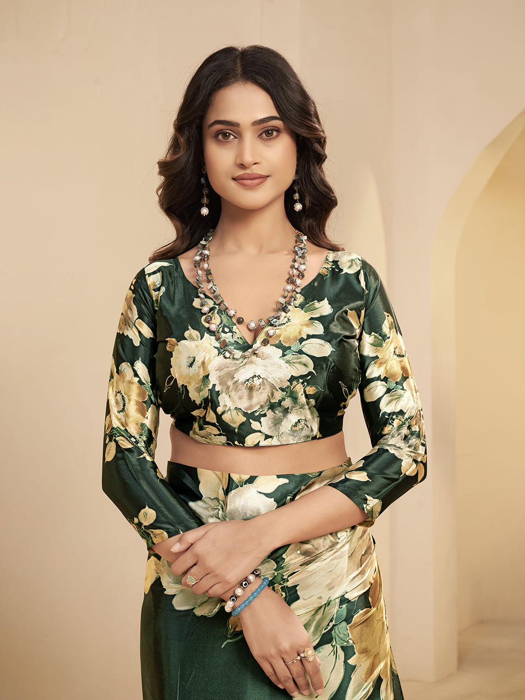 Urban Pallu Printed Poly Silk Work Saree