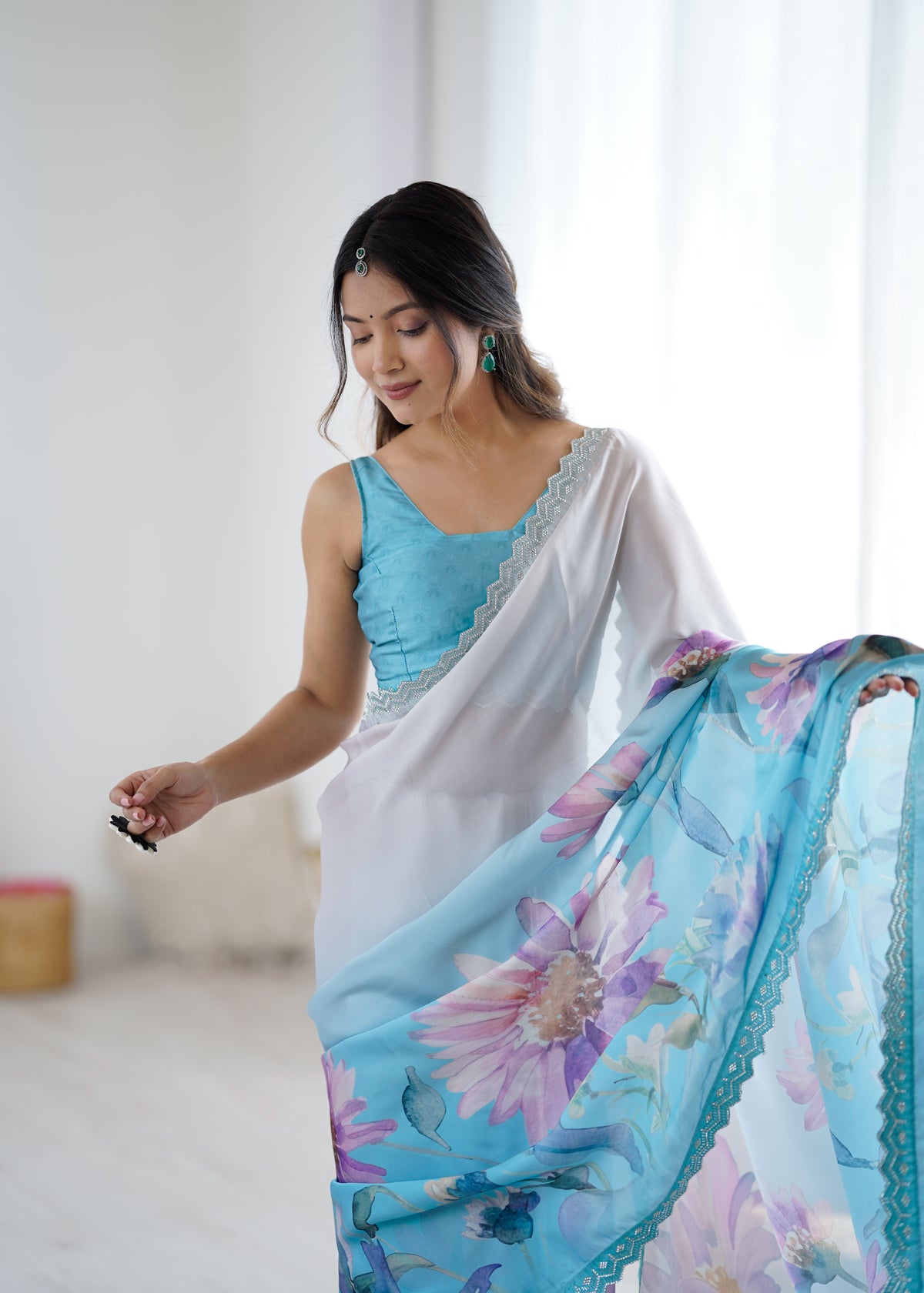 Urban Pallu Printed Silk Blend Daily Saree