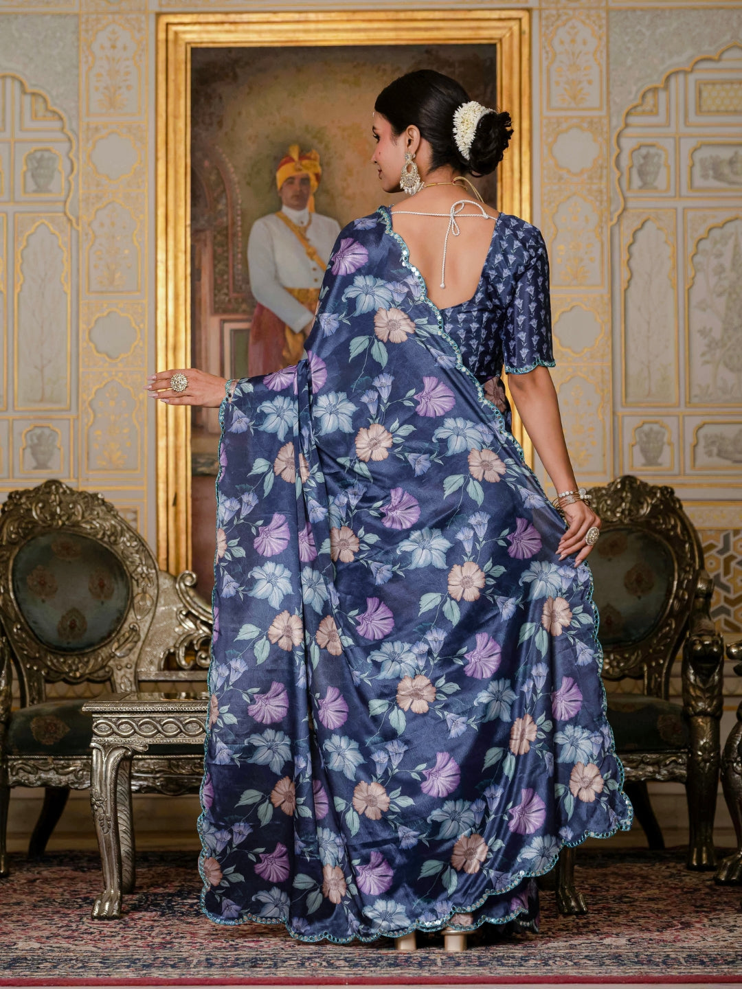 Urban Pallu Woven Design Silk Blend Fusion Saree
