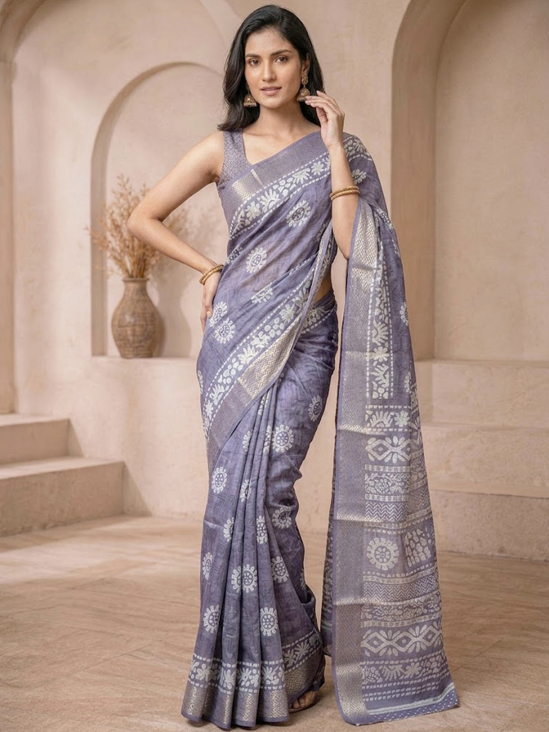 Urban Pallu Printed Cotton Blend Festive Saree