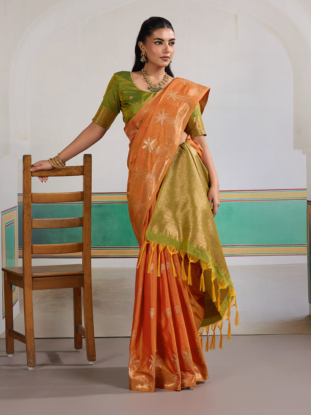 Urban Pallu Printed Silk Cotton Work Saree