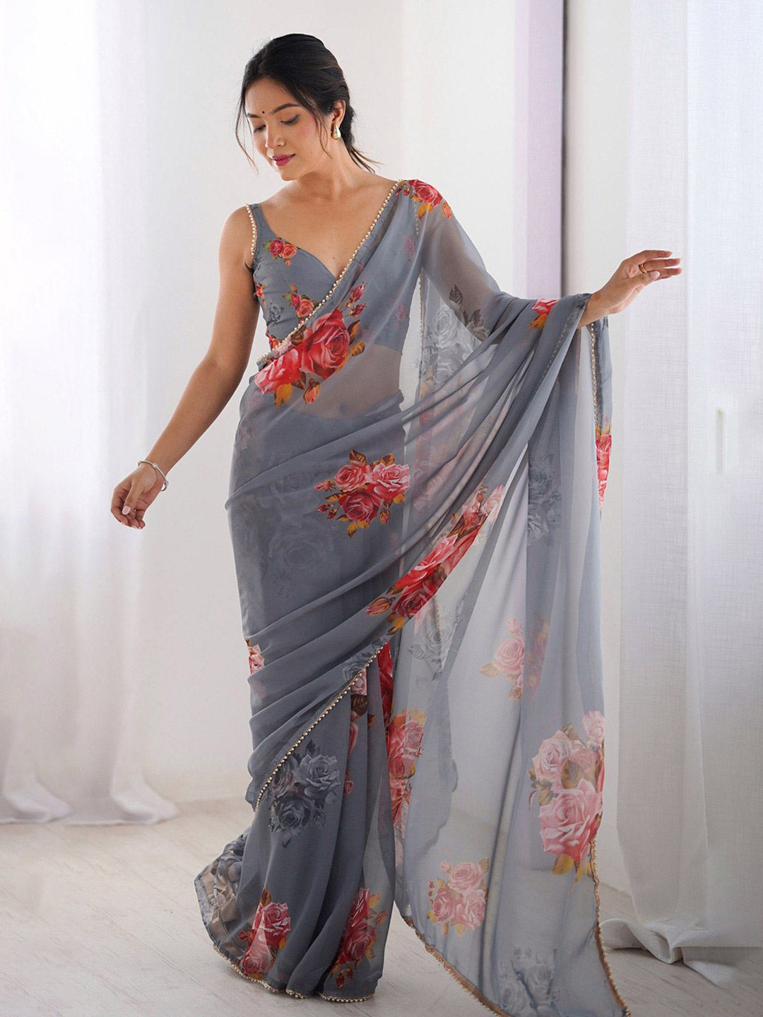 Urban Pallu Printed Pure Chiffon Daily Saree