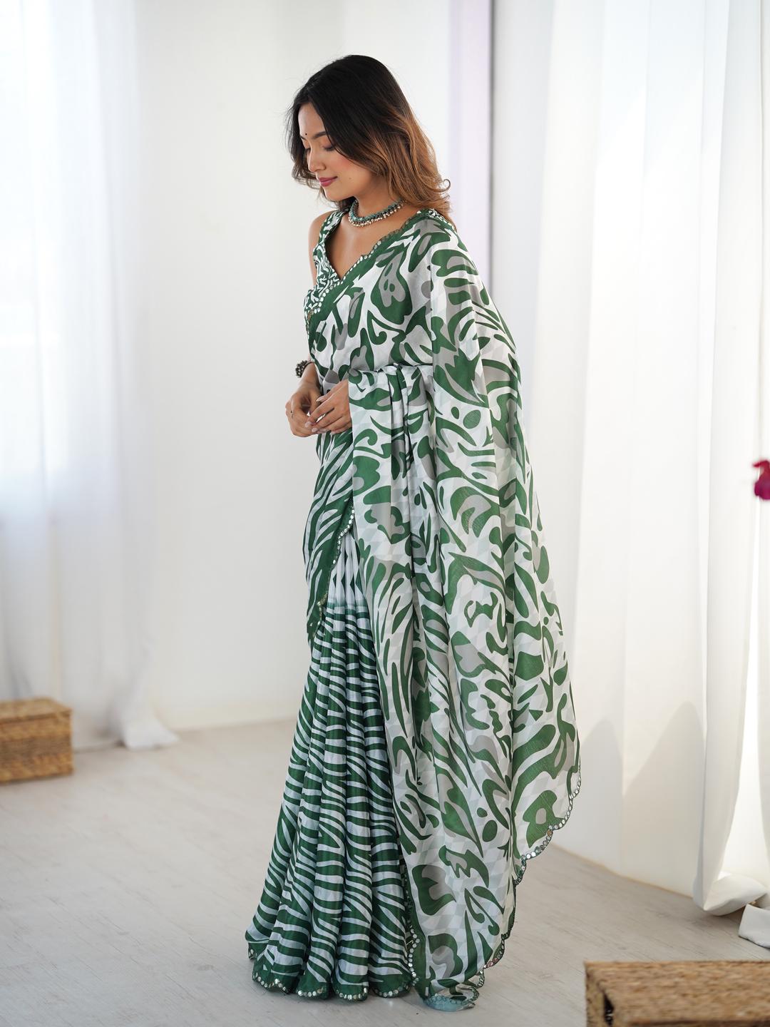Urban Pallu Sequinned Silk Blend Designer Saree