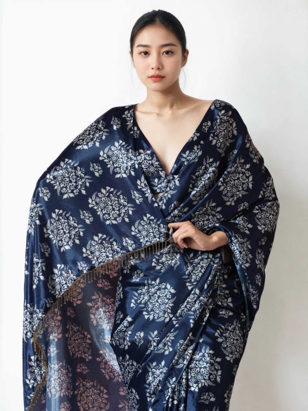 Urban Pallu Woven Design Silk Blend Fusion Saree