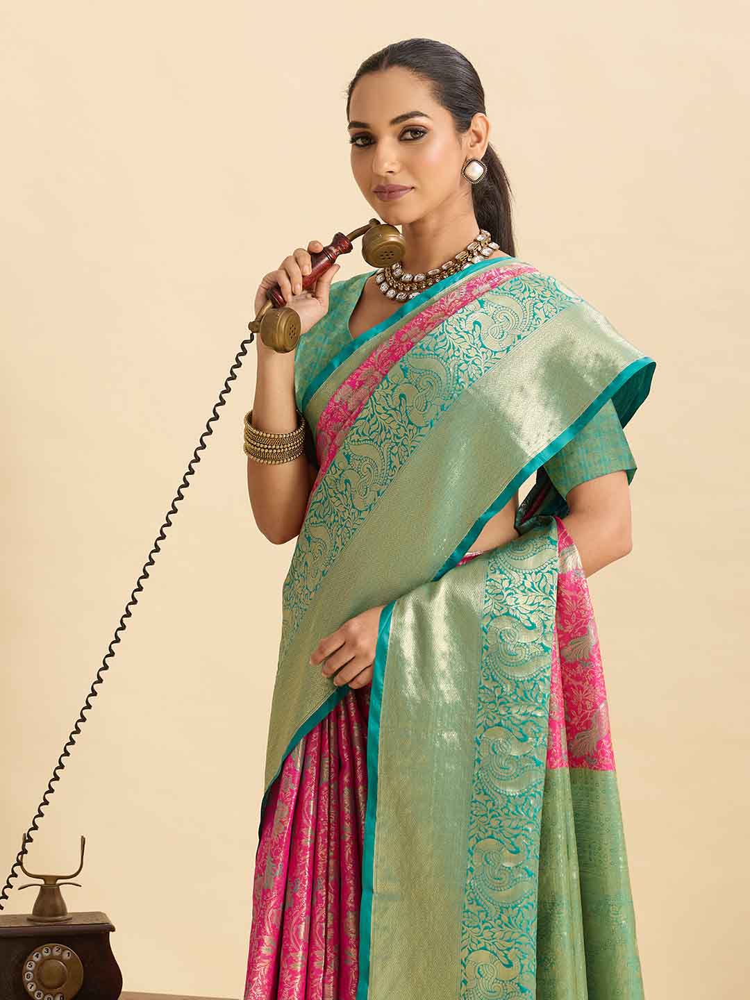 Urban Pallu Woven Design Silk Blend Festive Saree