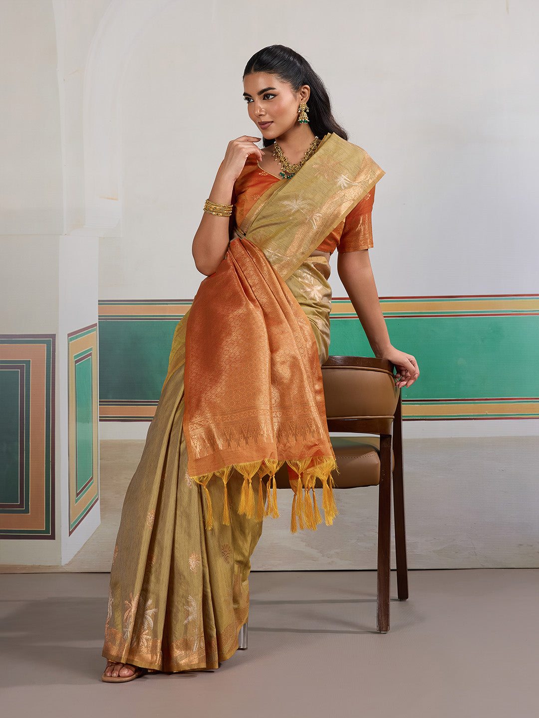 Urban Pallu Printed Silk Cotton Work Saree