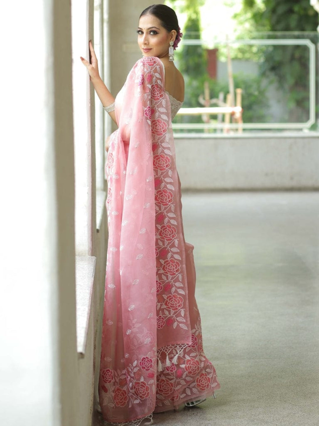 Urban Pallu Embroidered Organza Festive Saree