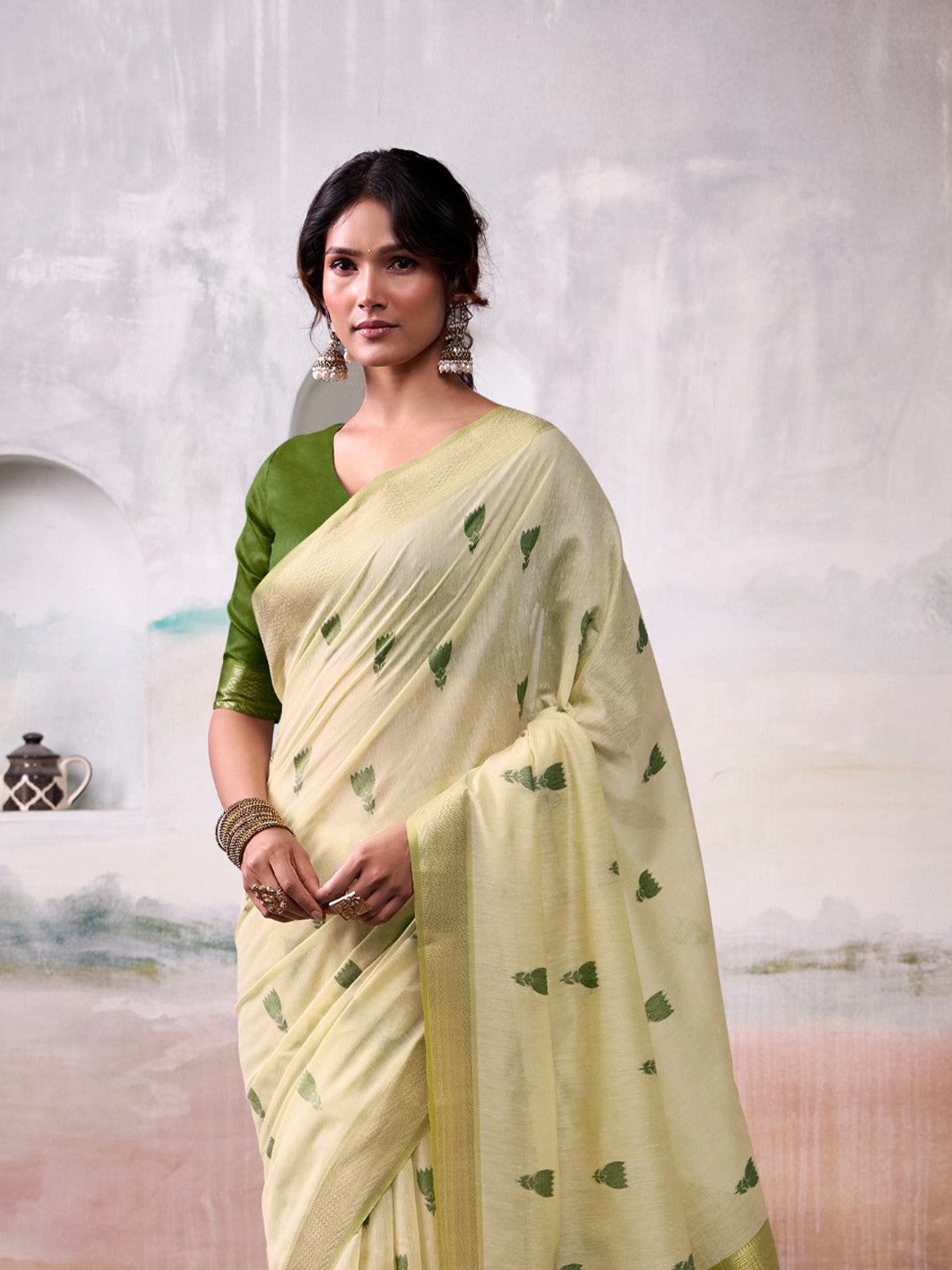 Urban Pallu Woven Design Cotton Blend Daily Saree