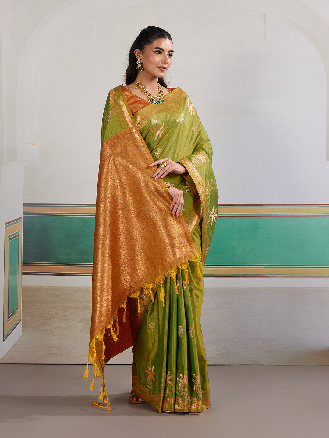 Urban Pallu Printed Silk Cotton Work Saree