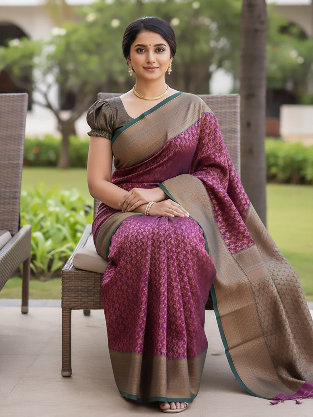 Urban Pallu Woven Design Silk Blend Work Saree