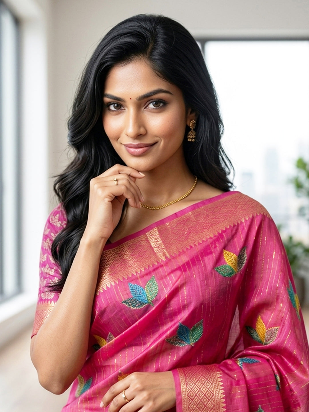 Urban Pallu Printed Silk Blend Festive Saree