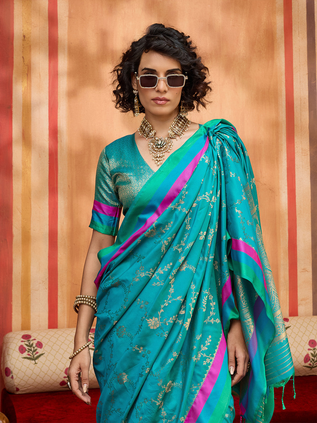 Urban Pallu Printed Silk Cotton Fusion Saree