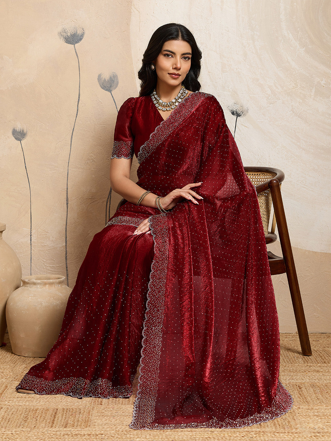 Urban Pallu Embellished Organza Party Saree