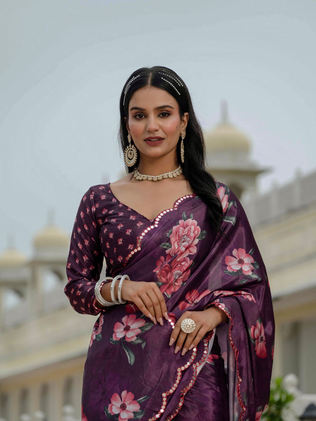 Urban Pallu Woven Design Silk Blend Fusion Saree