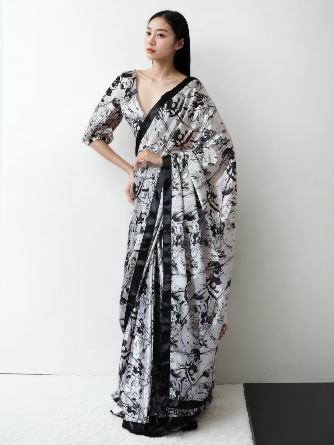 Urban Pallu Woven Design Silk Blend Fusion Saree