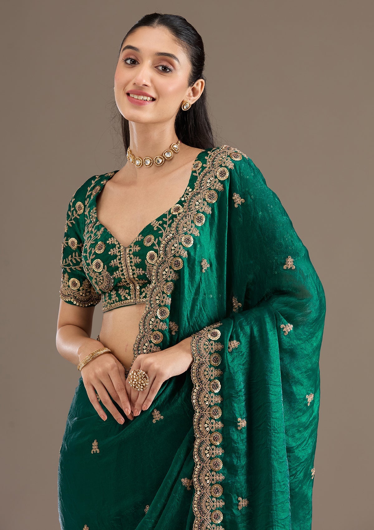 Urban Pallu Embellished Art Silk Festive Saree