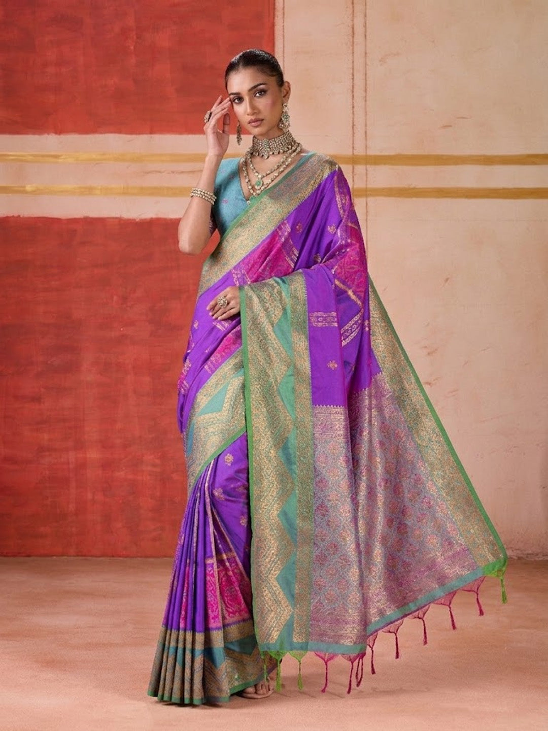 Urban Pallu Striped Silk Cotton Work Saree