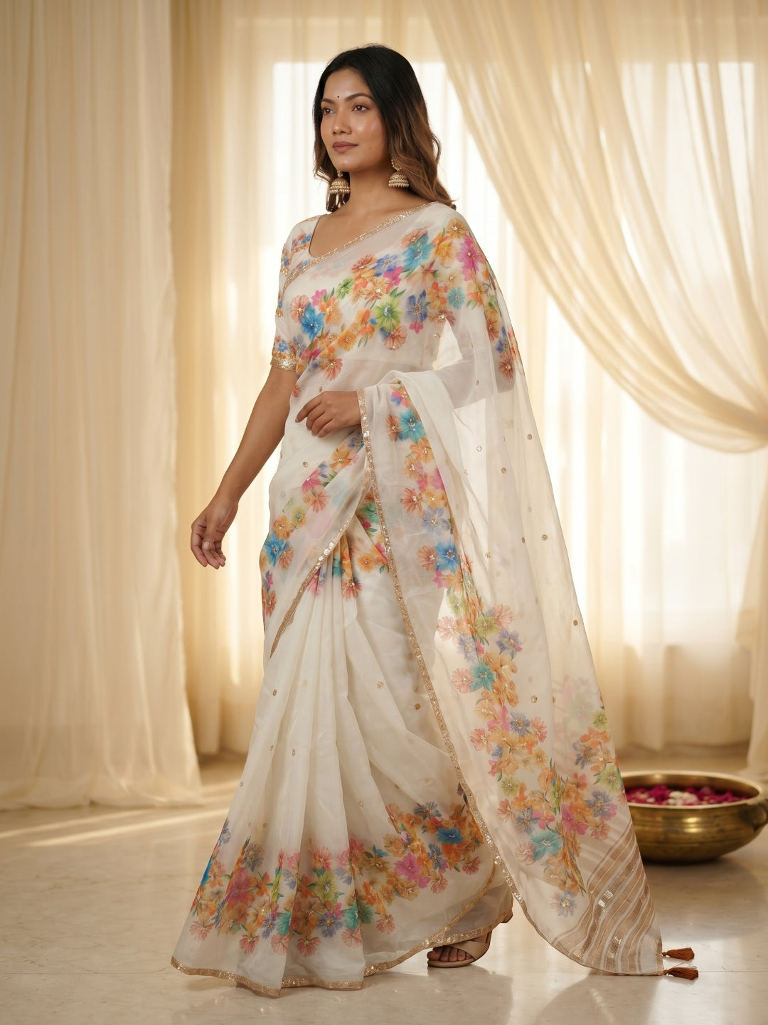 Urban Pallu Printed Silk Blend Festive Saree