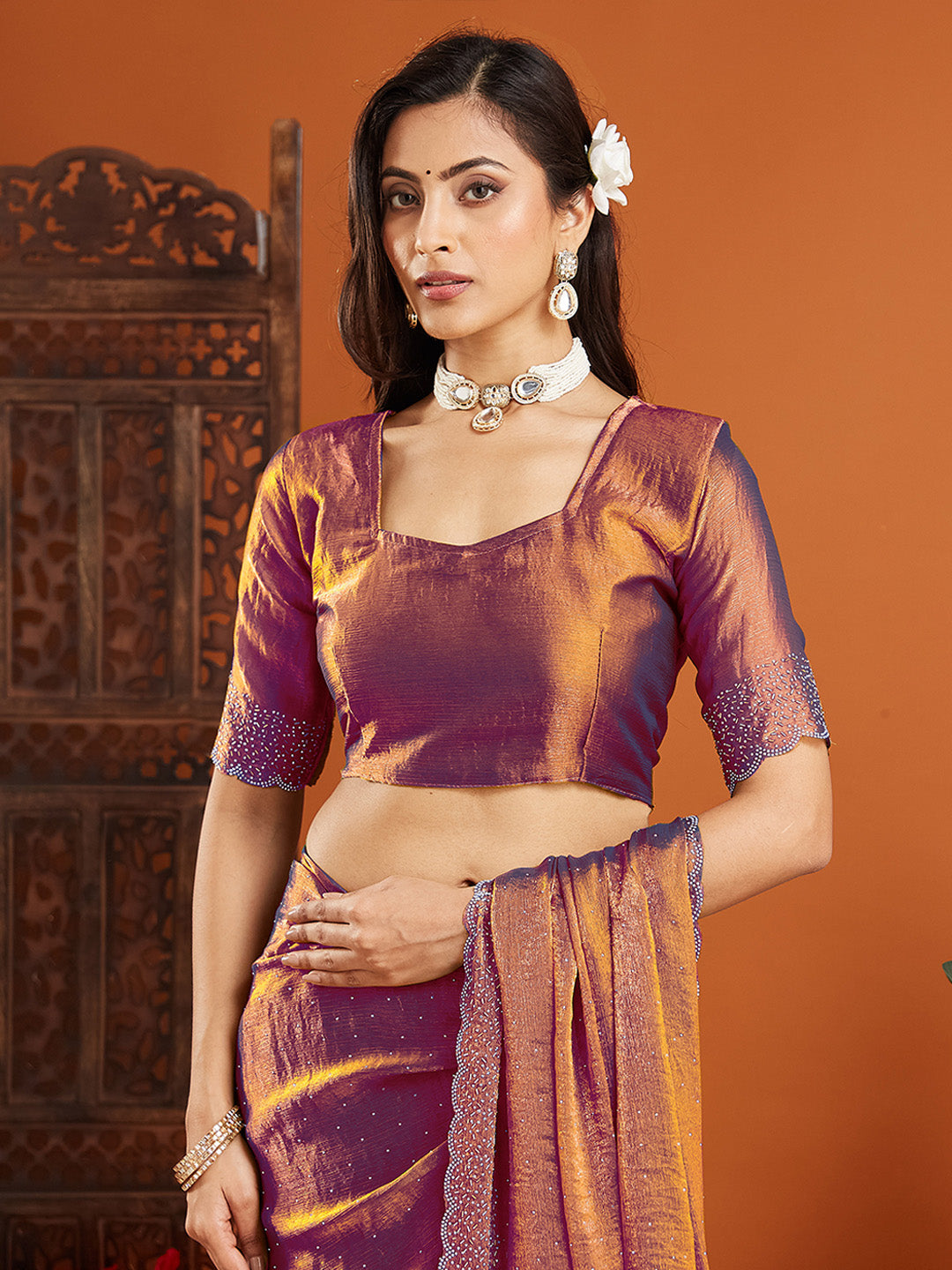 Urban Pallu Embellished Organza Party Saree