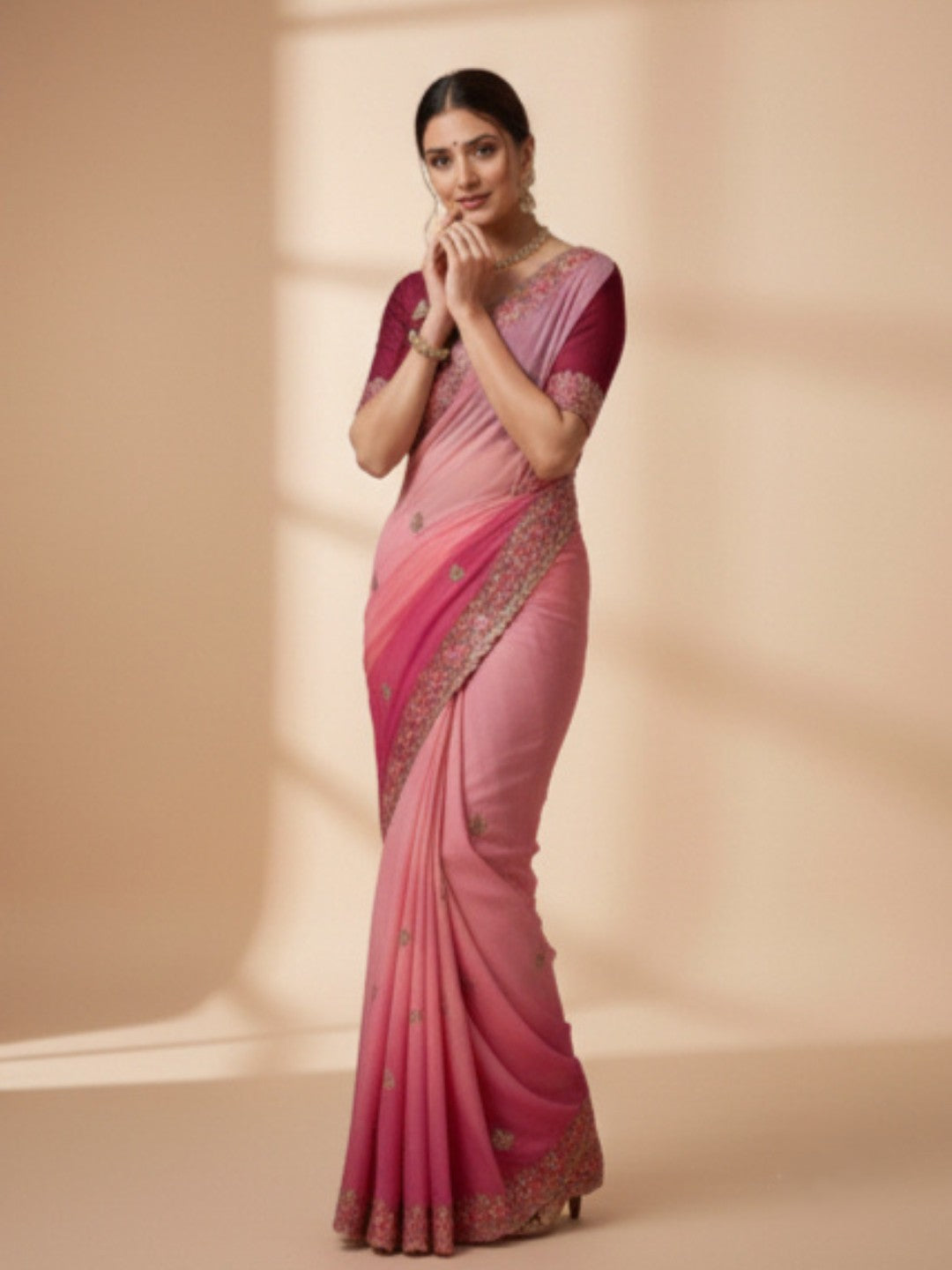 Urban Pallu Solid Poly Georgette Traditional Saree