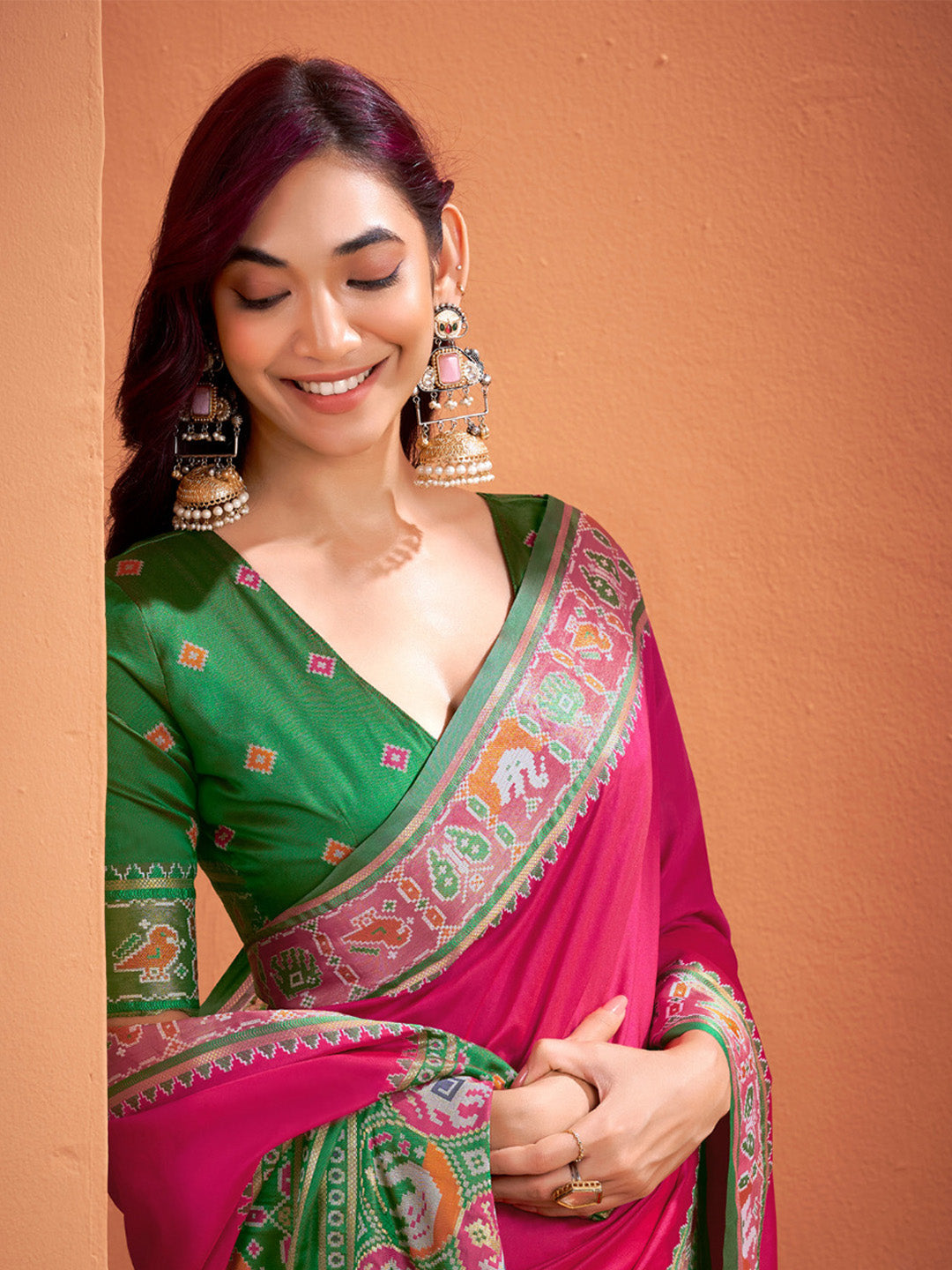 Urban Pallu Solid Silk Blend Festive Saree