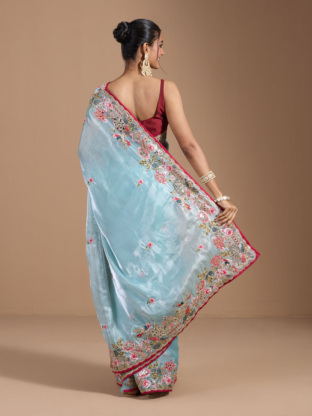 Urban Pallu Embroidered Tissue Festive Saree
