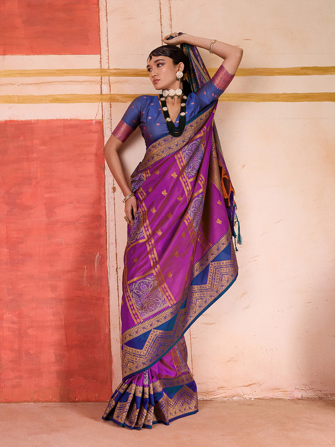 Urban Pallu Striped Silk Cotton Work Saree