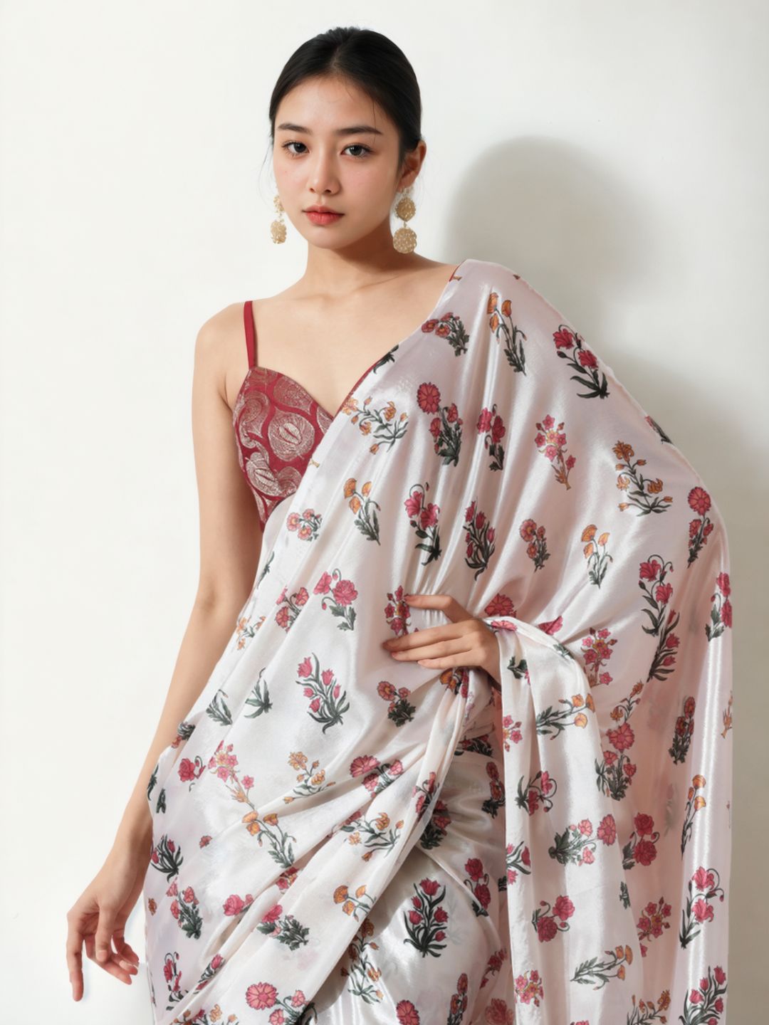 Urban Pallu Woven Design Silk Blend Fusion Saree