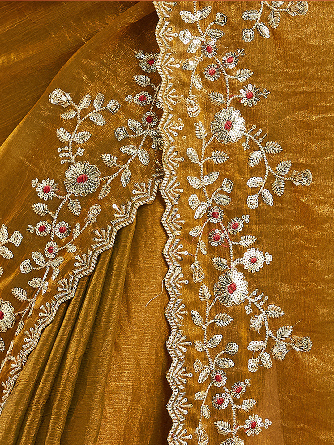 Urban Pallu Embroidered Organza Fusion Saree