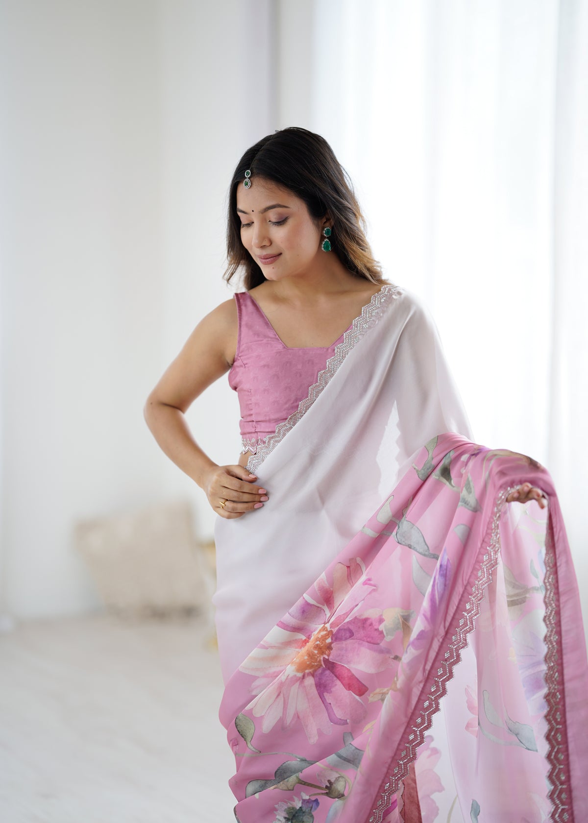 Urban Pallu Printed Silk Blend Daily Saree