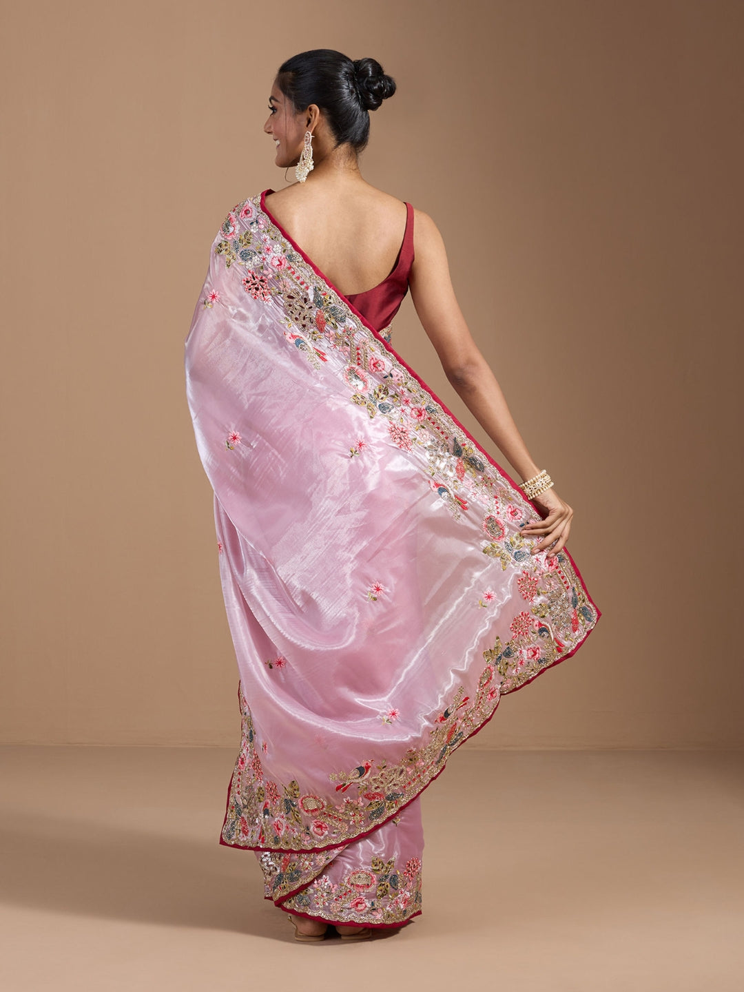 Urban Pallu Embroidered Tissue Festive Saree