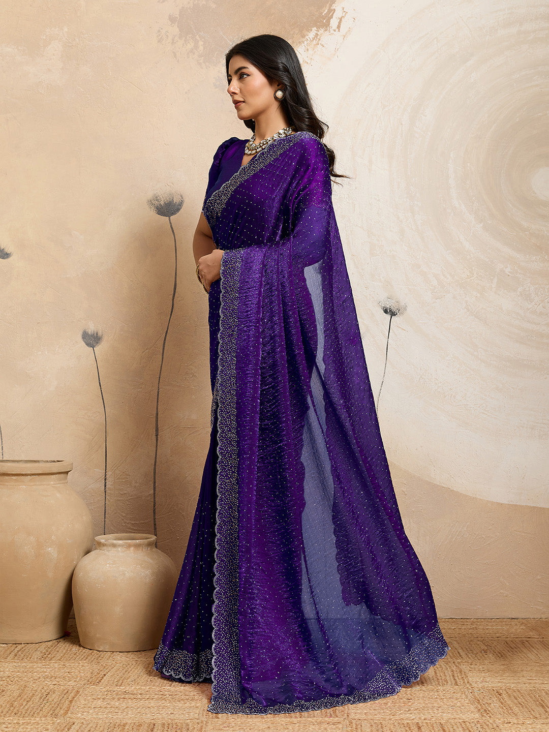 Urban Pallu Embellished Organza Party Saree