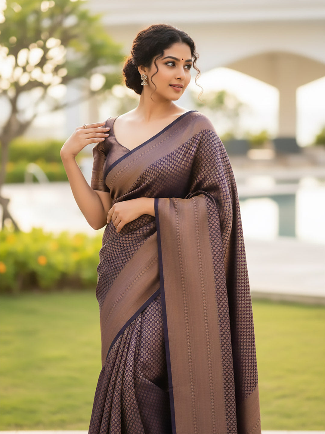 Urban Pallu Woven Design Silk Blend Traditional Saree
