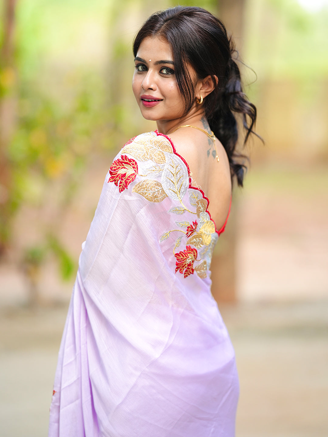 Urban Pallu Woven Design Poly Chiffon Traditional Saree