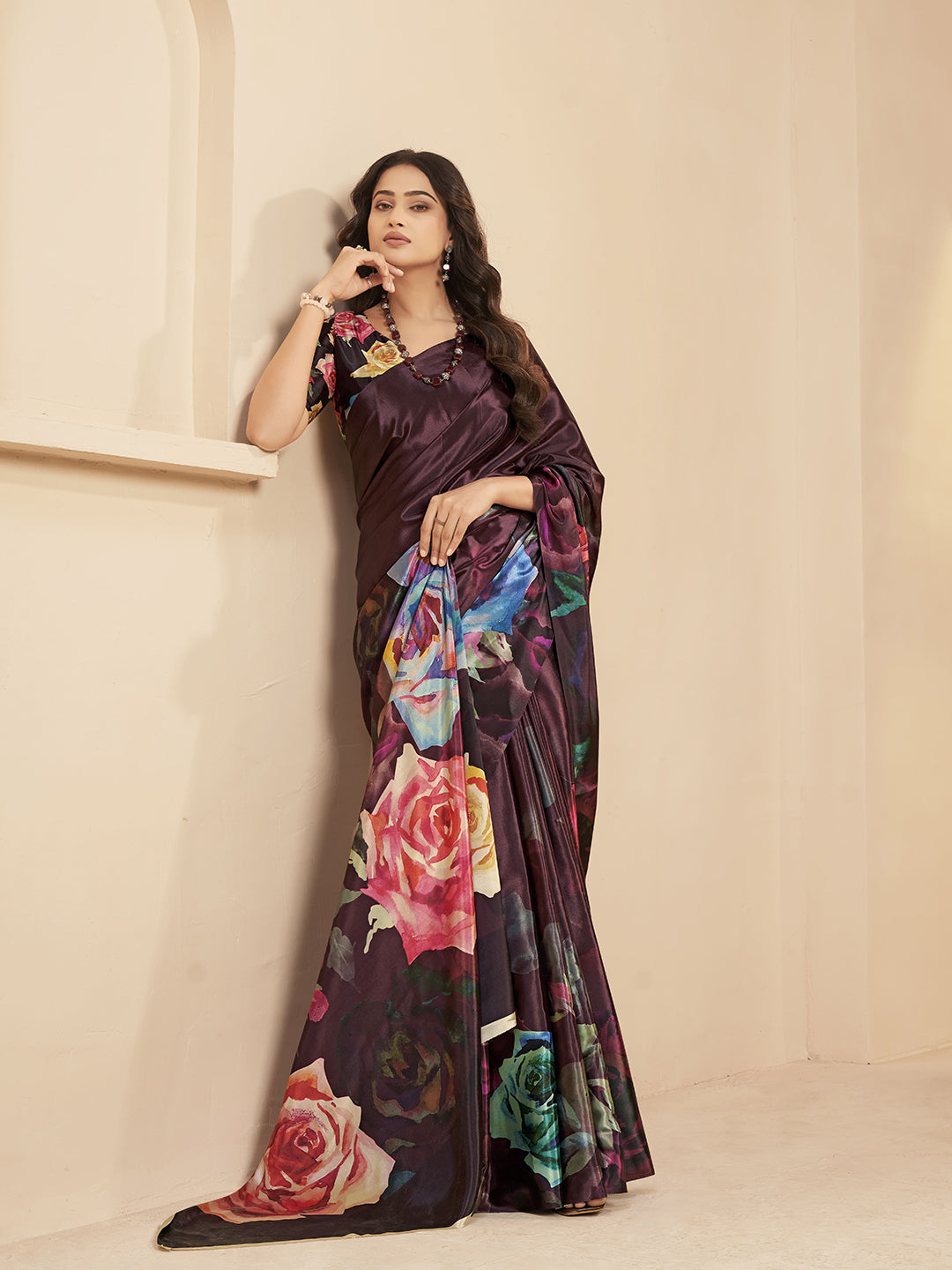 Urban Pallu Printed Poly Silk Work Saree