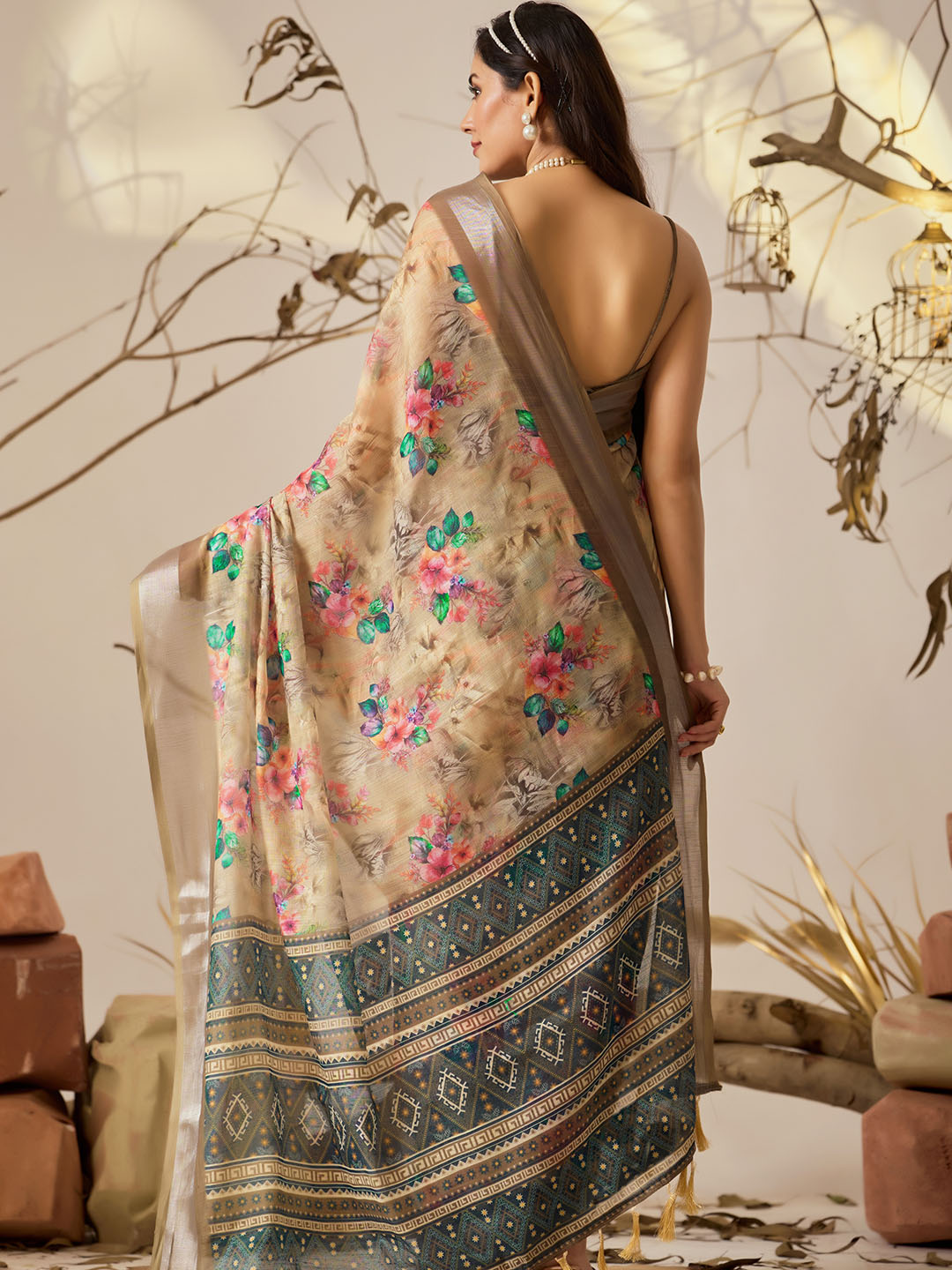 Urban Pallu Printed Pure Cotton Work Saree