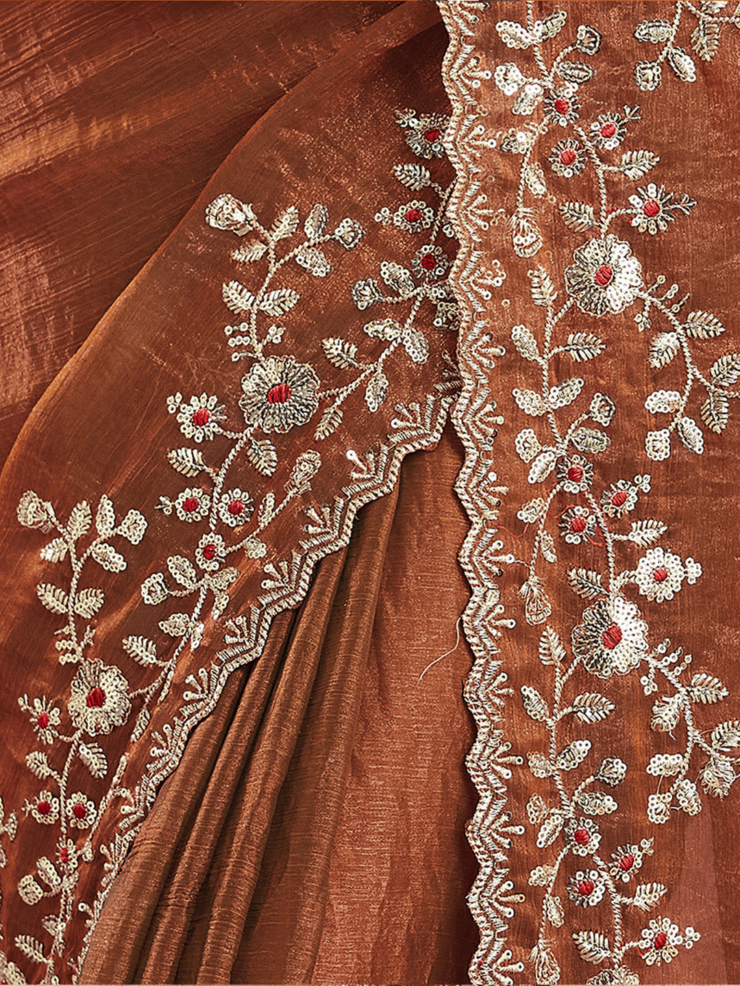 Urban Pallu Embroidered Organza Fusion Saree