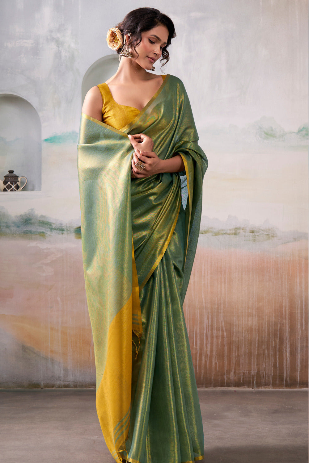 Urban Pallu Woven Design Cotton Blend Daily Saree