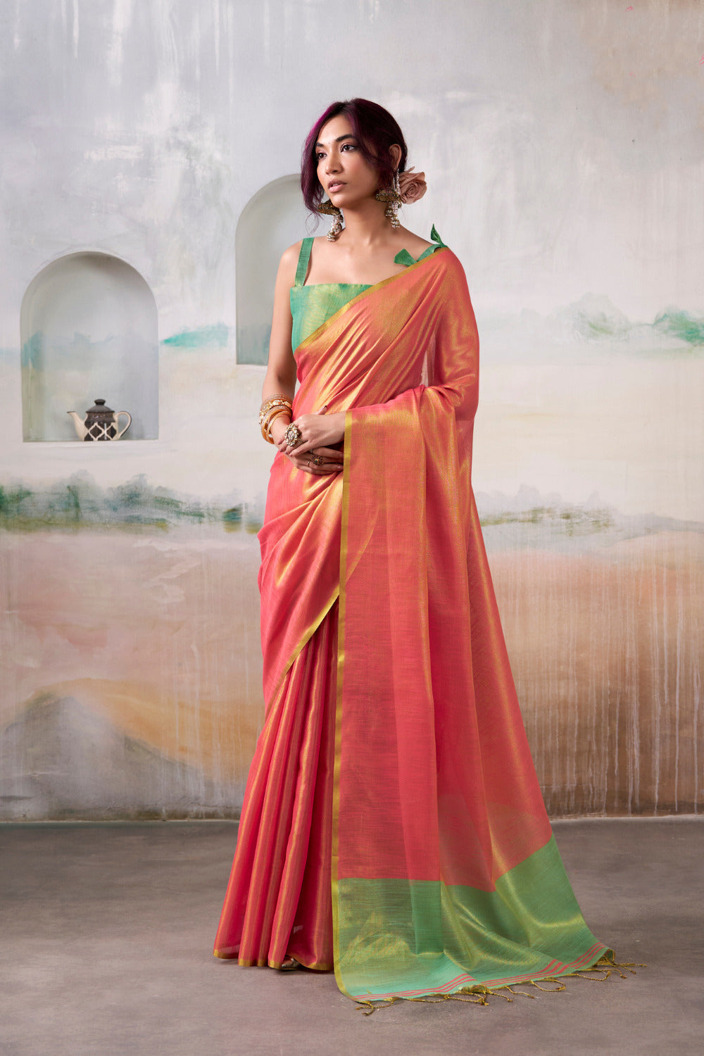 Urban Pallu Woven Design Cotton Blend Daily Saree