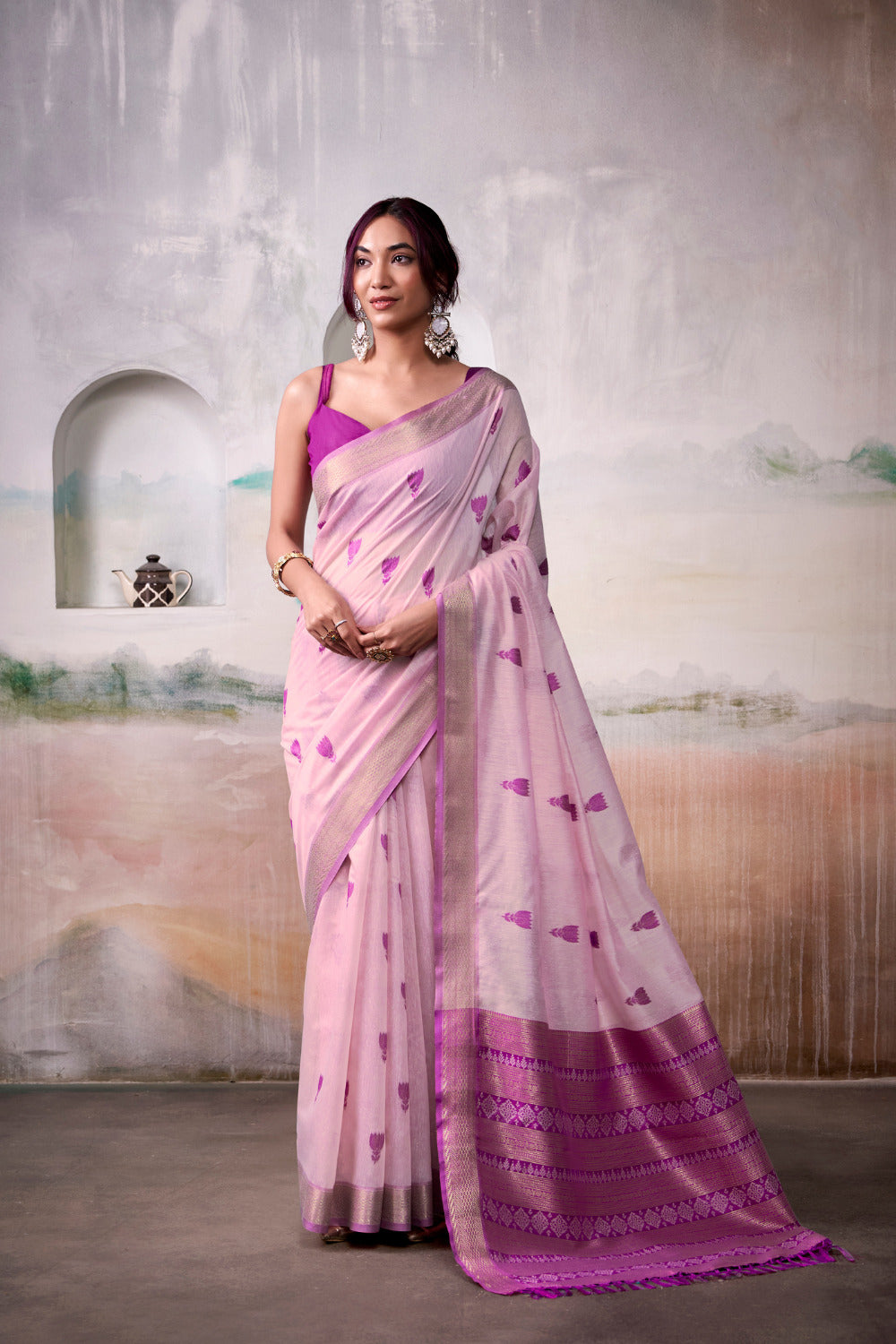 Urban Pallu Woven Design Cotton Blend Daily Saree