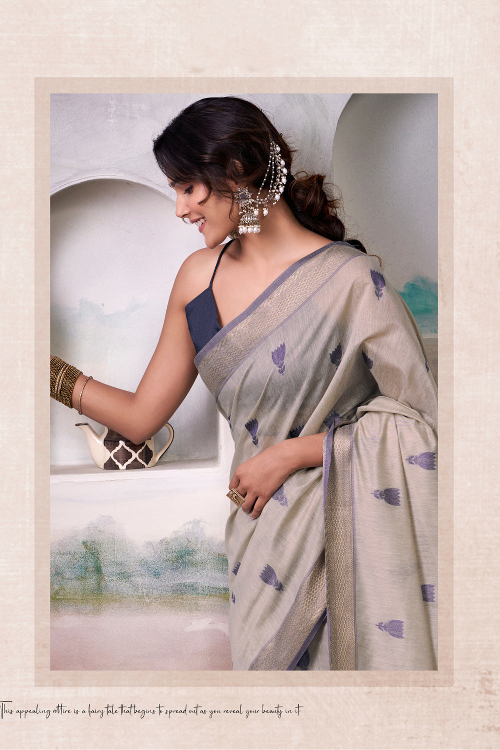 Urban Pallu Woven Design Cotton Blend Daily Saree