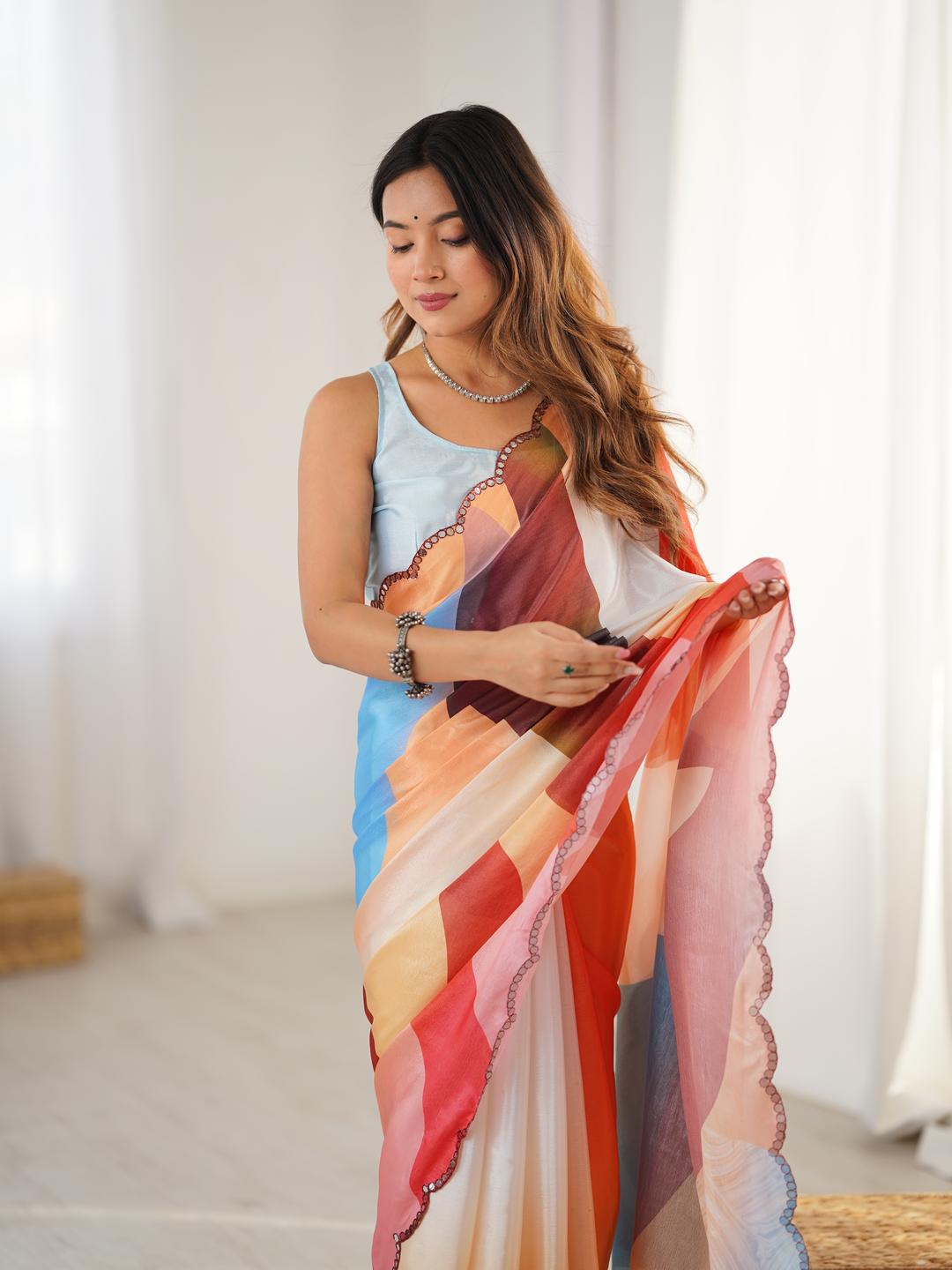 Urban Pallu Sequinned Silk Blend Designer Saree