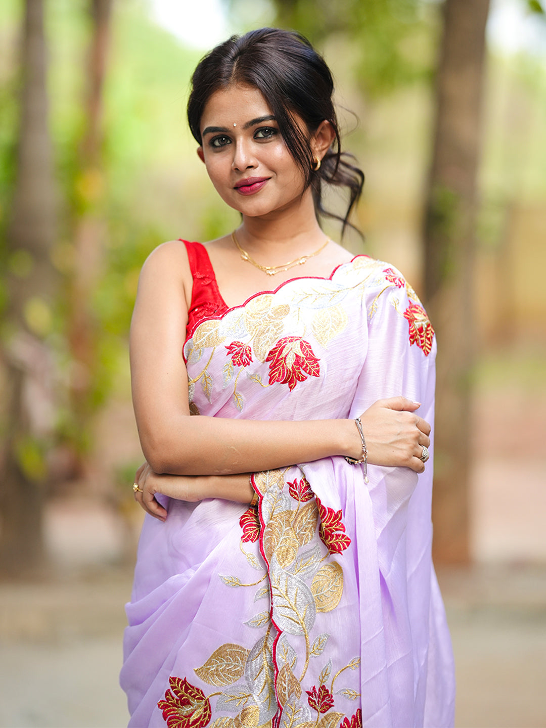 Urban Pallu Woven Design Poly Chiffon Traditional Saree