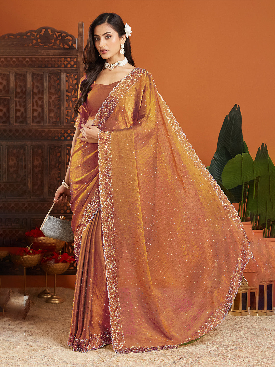 Urban Pallu Embellished Organza Party Saree